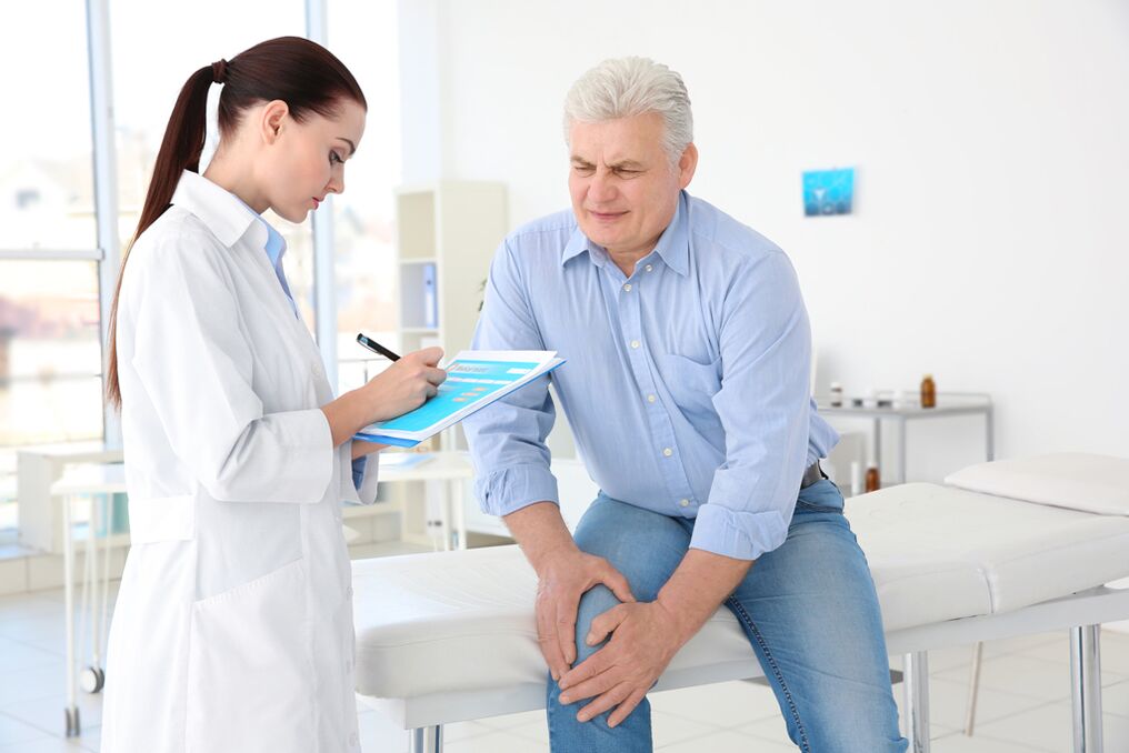 A doctor prescribes a course of treatment for a patient for arthritis of the knee joint